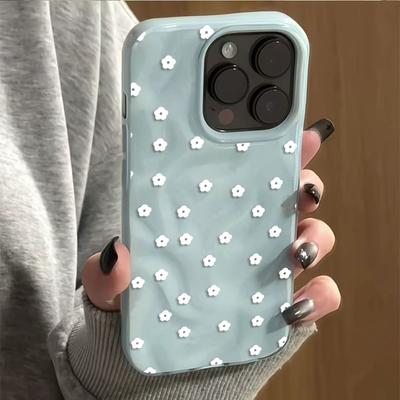 Ударопрочный чехол для телефона для iPhone 17 16 Plus 15 Pro 14 13 12 11 Pro Max 17 Air 16E Милый мелкий цветочный белый цветок Мягкий чехол из ТПУ