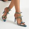 2024 Women Sexy Sandals High Heels Wedding Bride Shoes Party Serpentine Strap Open Toe Shoes Ladies Pumps Zapatillas Mujer