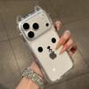 Простое, милое и очаровательное выражение, подходит для Apple 17Promax, кошачьи ушки, чехол для мобильного телефона IP16, прозрачный 15, противоударный 14.