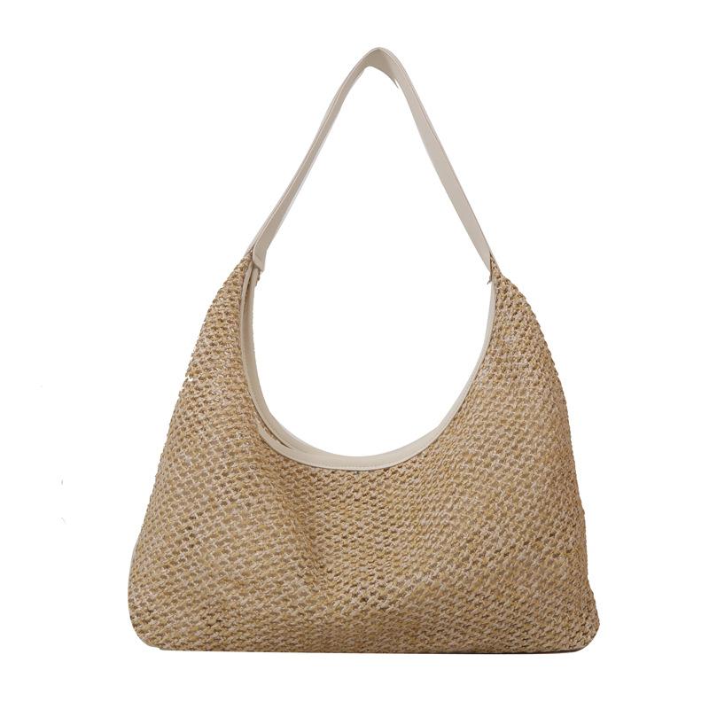 Woven Straw Tote Bag for Women Large Capacity Bucket Shoulder Handbag KTB
