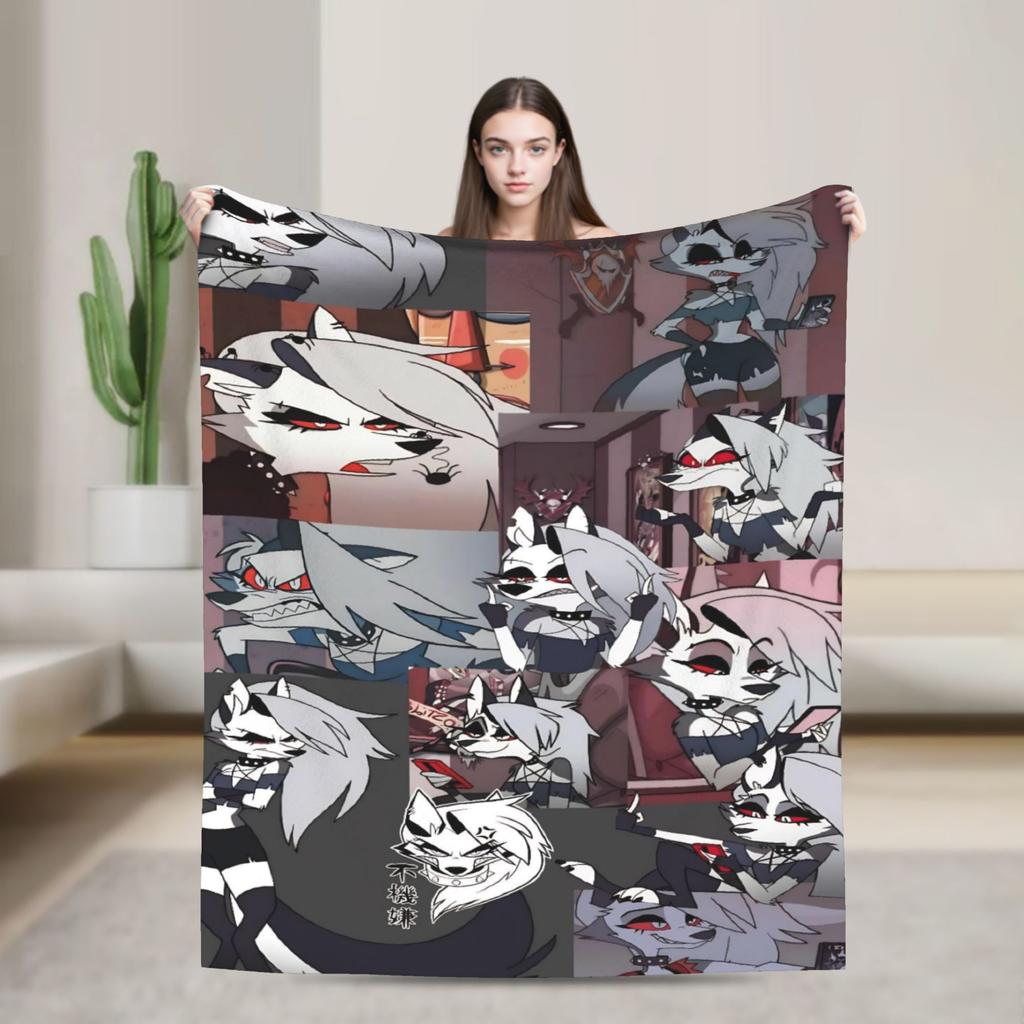 Warm Blanket Boy Girl Travel Helluva Boss Loona Throw Blanket Flannel Bedspread For Outdoor Print Sofa Bed Cover