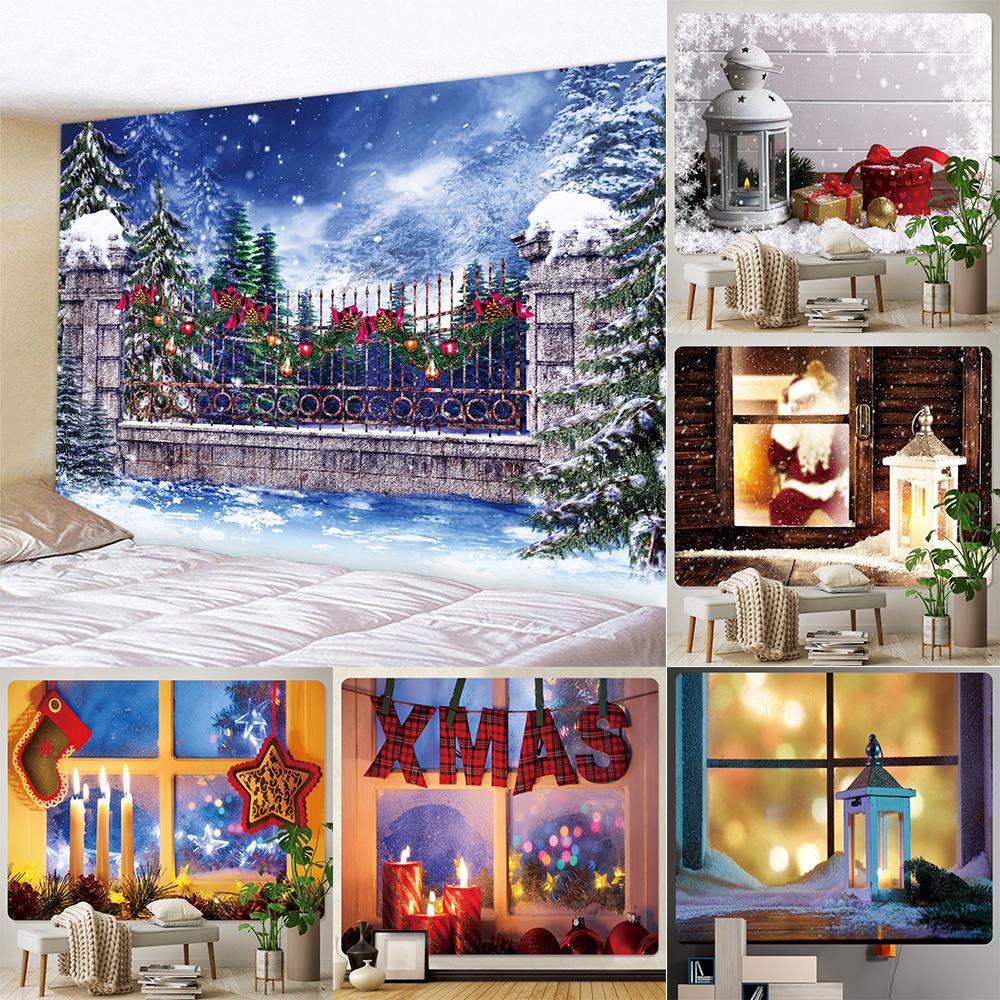 Домашний декор, рождественское окно, настенный гобелен с психоделическим принтом, сцена, хиппи, бохо, декор для спальни, фон, ткань