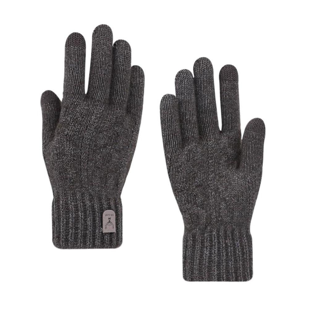 Wool Men Knitted Gloves Solid Color Full Finger Gloves Nonslip Knitted Woolen Gloves  Outdoor