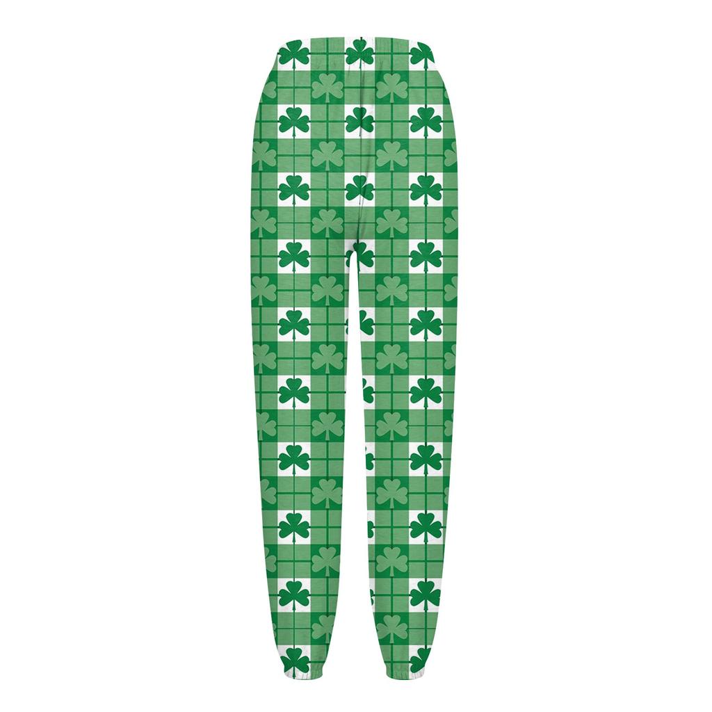 Women's Casual St. Patrick's Day Print Casual Drawstring Elasticated Waist Drawstring Pants
