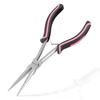 Extra-Fine Long Nose Pliers, Long Nose, No Serrated, Long Reach, Fine Tip Pliers, Pink, Women's Size, Spring-Loaded, Compact, Miniature, Ligh