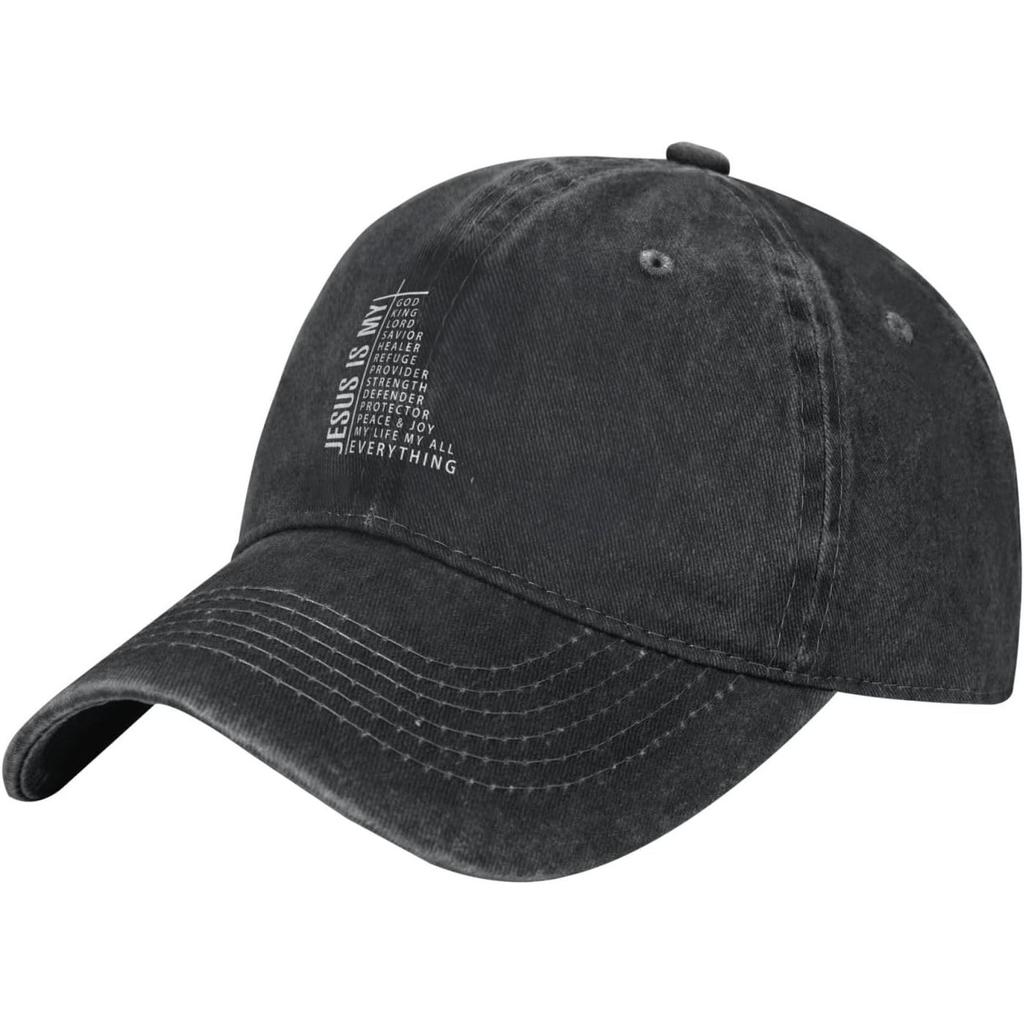 Jesus Is My God Graphic Washed Baseball Cap Cotton Adjustable Low Profile Dad Hat for Unisex