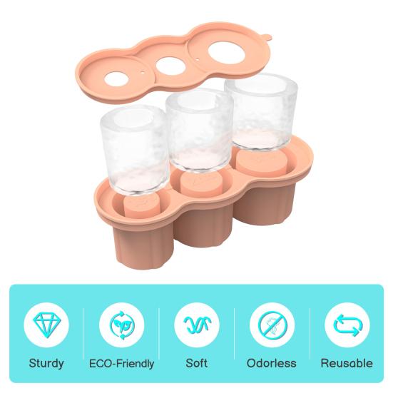Silicone Ice Mold Cylinder Ice Cube Tray for 20-40oz Tumbler Cup with Lid Hollow Shape Stackable Easy Release Juice Whiskey Cocktail Ice Cubes