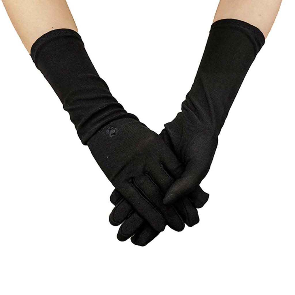 Muslim Arab Black Gloves for Women Sunproof Arm Cover Embroidery Long Arm Sleeves Full Finger Arabian Hijab Hand Gloves
