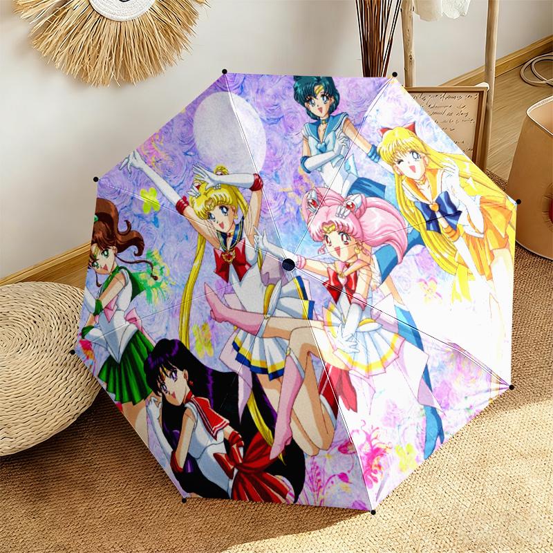 Japanese style Cute cartoon theme Sailor Moon Tsukino Usagi cartoon Umbrella Portable Home Essential Travel Outdoor Iron Multi functional Umbrella B1
