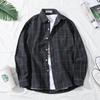 Мужская рубашка в клетку с длинным рукавом в гонконгском стиле — модная, свободная, универсальная, куртка в корейском стиле