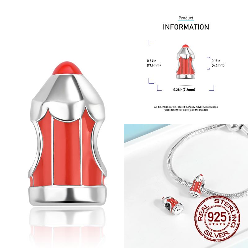 Copper School Backpack Book Pencil Trophy Charm Beads Fit The Original Charm Bracelet Women Diy Jewelry