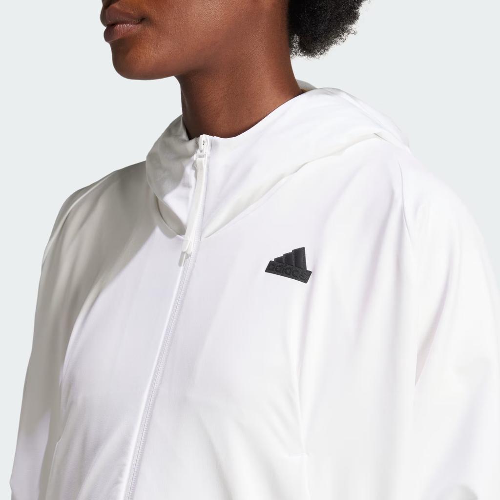Adidas Z.N.E. Woven Full-Zip Hoodie With Monochrome Logo Women Jackets White IN9483