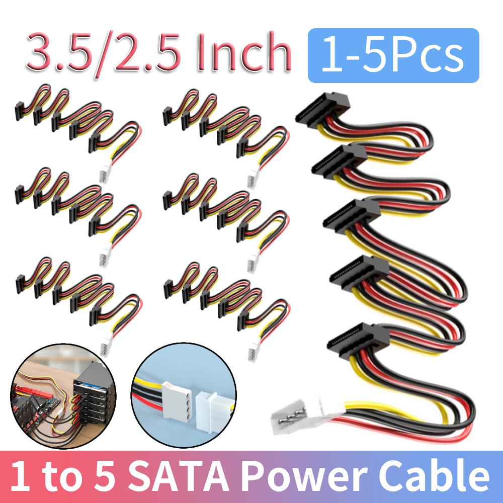 1/2/3/5 шт. Кабель питания Серверный DIY Разветвитель Шнур SATA 1 на 5 SATA Разветвитель питания жесткого диска Кабель-шнур для ПК Сервера