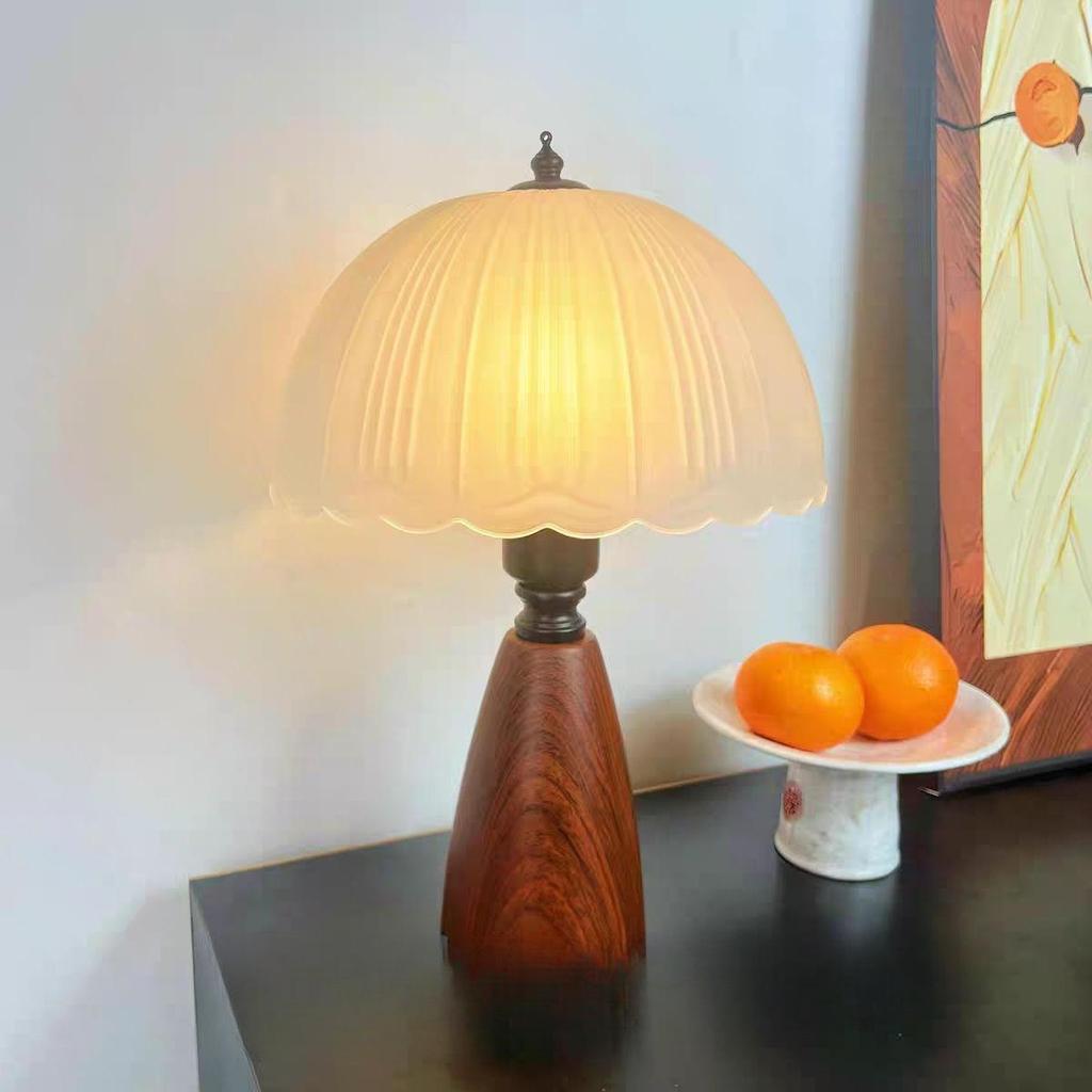 Wabi-Sabi Style Table Lamp: Vintage American Design for Bedroom or Study, French-Inspired Bedside Glass Night Light.