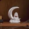 Smooth Finish Ghost Moon Table Decor Compact Size Halloween Resin Ornament  Book Lovers