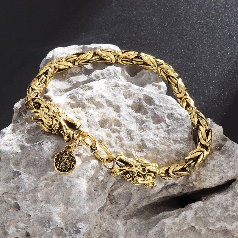 Этнический Панк Серебристый Металлический Браслет Дракон Мужской Браслет Мотоцикл Рок-Райдер Украшение Подарок