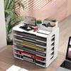 File Storage Box Multi-Layer Bookshelf Office Supplies File Box with Pen Holder Book Stand Shelf A4 Desktop File Shelf