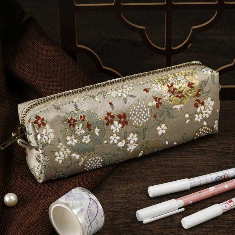 Чехол для карандашей с вышивкой в китайском стиле, портативный пенал для канцелярских принадлежностей, сумка для ручек, роскошная косметичка, большая вместимость, косметичка