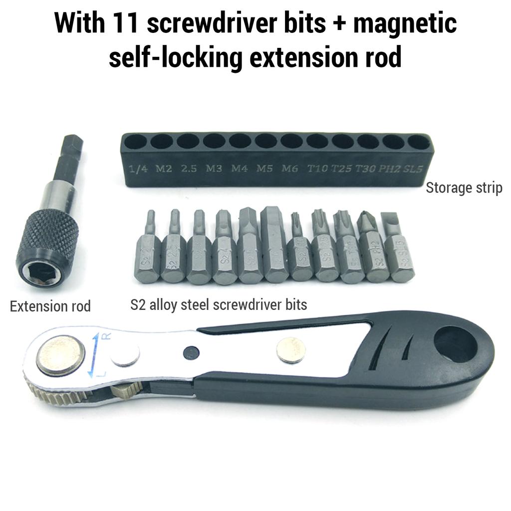 Mountain Bike Ratchet Wrench Set Bicycle Spanner Repair Tool with Allen Key Hex Torx Wrench Bit