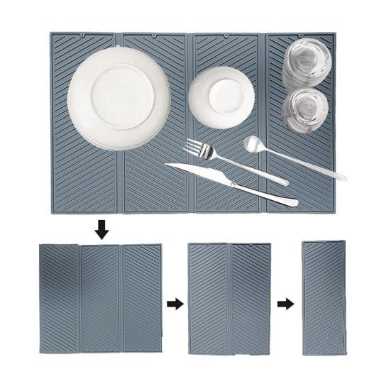 Большой силиконовый дренажный коврик, безопасная кухонная подушка с дренажным ковриком с приподнятым краем для аккуратных столешниц