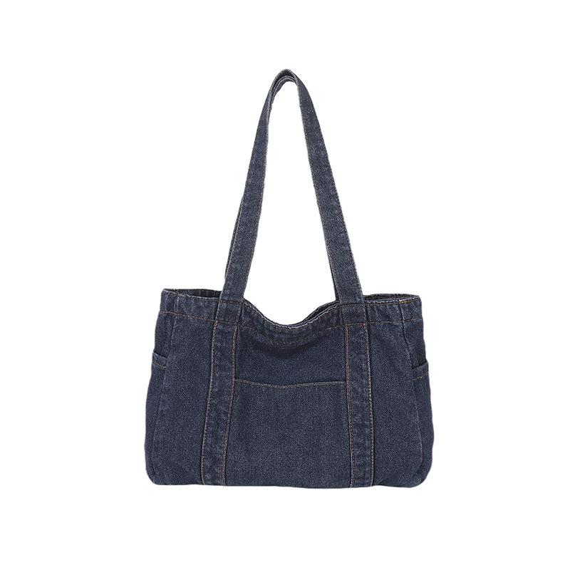 Вместительная джинсовая сумка, повседневная и универсальная сумка для поездок на учебу и сумка-тоут на одно плечо