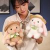 New Pretty Cartoon Outing Rabbit Plush Toys Soft Fluffy Lovely Long Ears Bunny Doll Wearing Hat Silk Scarf Cute Companion Doll
