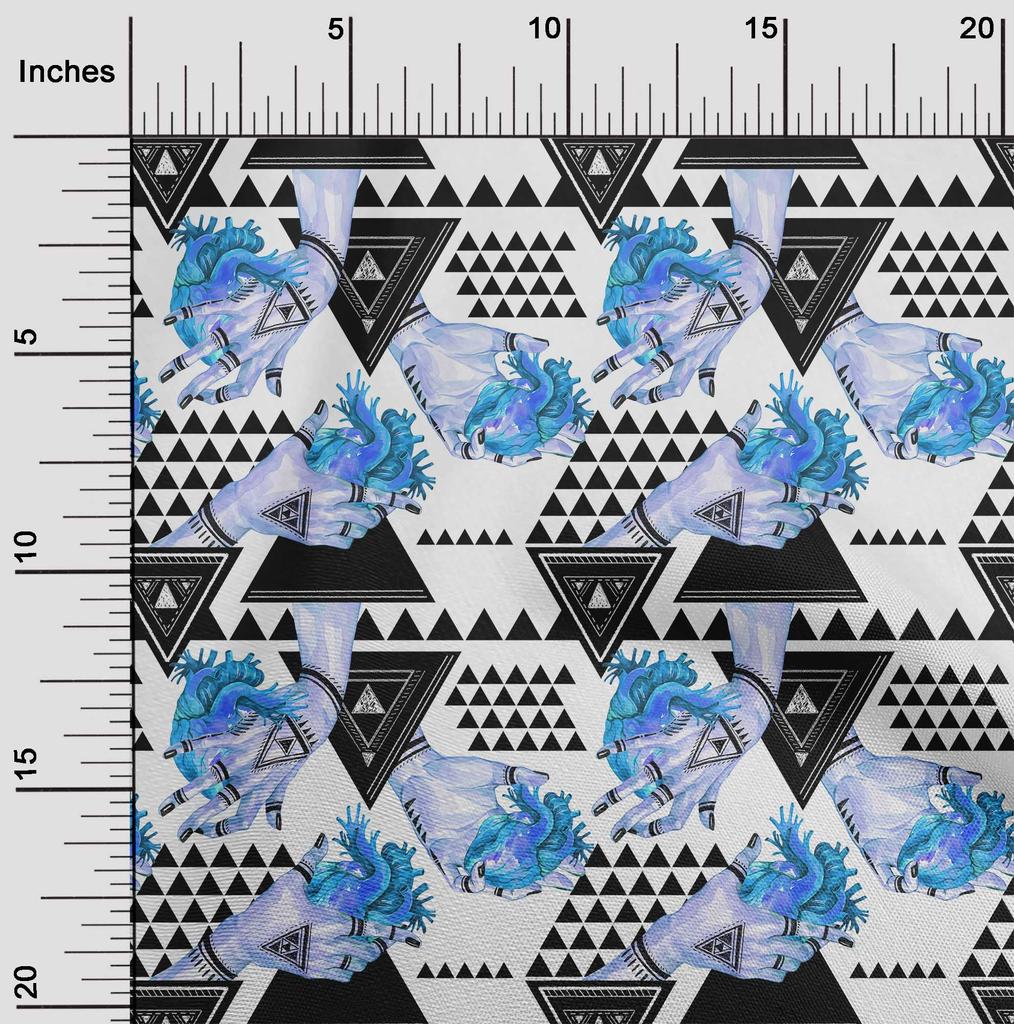 oneOone Cotton Flex Yellow Fabric Triangle Sewing Material Print Fabric By The Yard 40 Inch