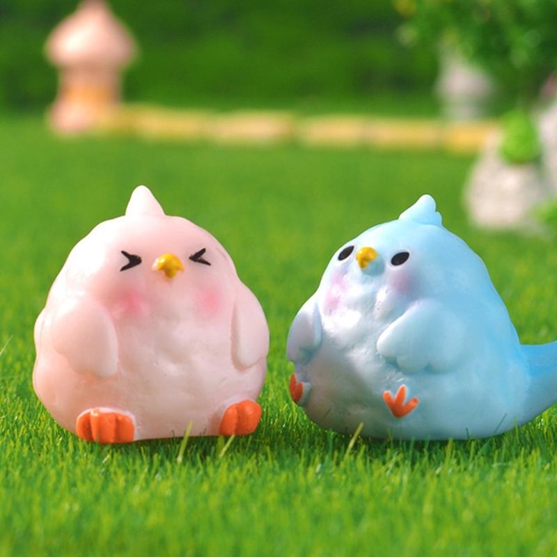 Set of 6 Cartoon Parrot Resins Figurine Miniature Garden Ornaments Cute Home Desk Decors Gift For Kids Nature Lover