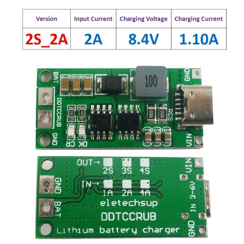 Многоэлементный 2S 3S 4S Type-C до 8,4 В 12,6 В 16,8 В повышающий литий-полимерный литий-ионный зарядное устройство 7,4 В 11,1 В 14,8 В 18650 литиевая батарея