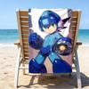 proof beach towel with a Cartoon Rockman Game Megaman pattern - soft,absorbent,quick-drying,machine washable - perfect for swimming,camping,bathing