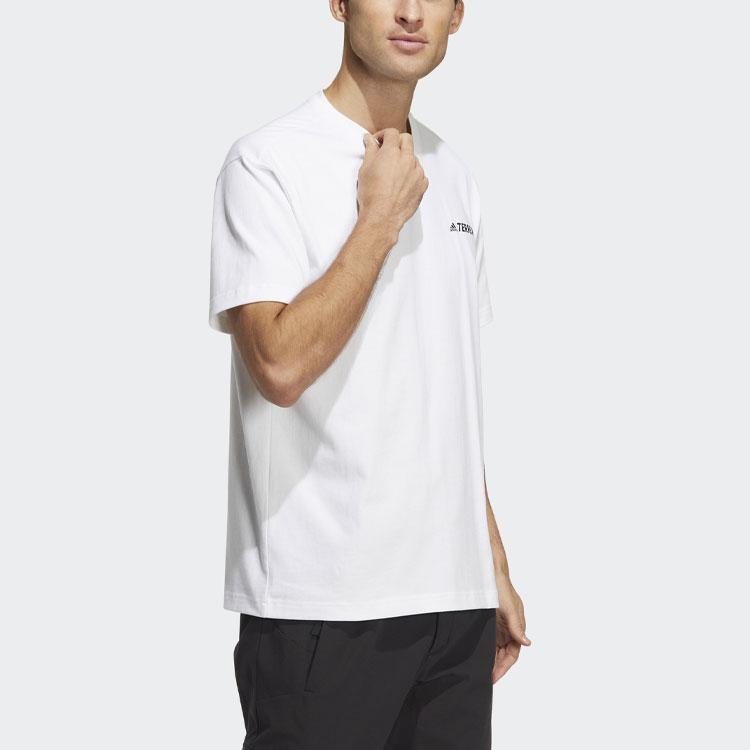 Adidas T Shirts Unisex White Crew Neck Moderate Straight Fit HM3548