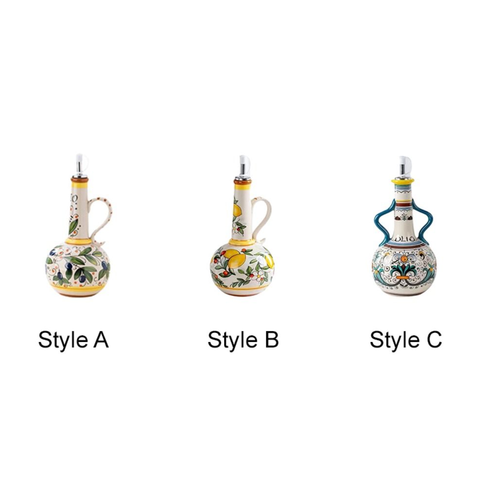 Under-glazed Olive Oil Dispenser Ceramic Vinegar Bottle Multi-functional Soy Sauce Bottle Salad