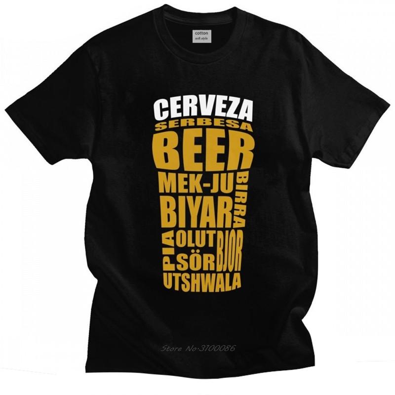 Beer Translations T Shirt for Unisex Cotton Leisure Tshirt Short Sleeves Alcohol Drinking Tee Tops Fashion Slim Fit Clothing
