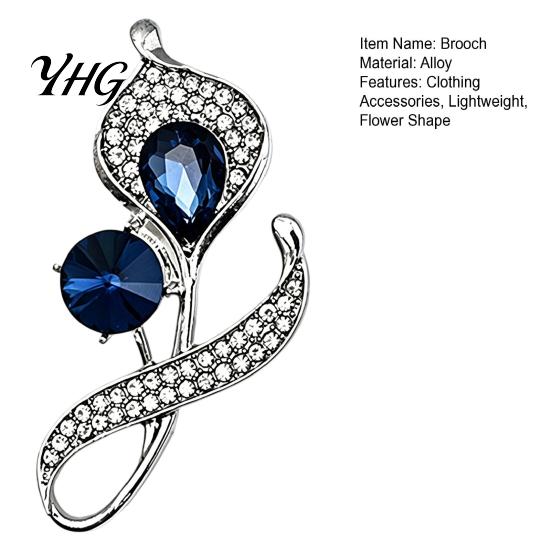 Floral Clothing Pin Women Rhinestone Flower Brooch Pin, Sparkling Lapel Badge Decorative Accessory for Coats Dresses Suits Alloy