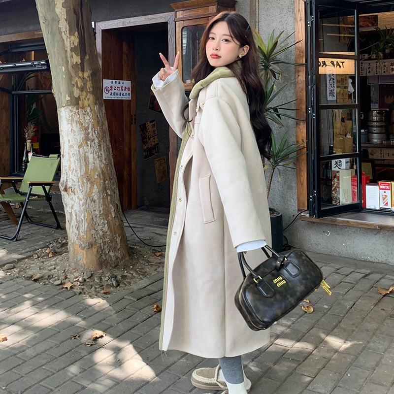 Осенне-зимнее меховое пальто, свободное, утолщенное, удлиненное, из искусственной овечьей шерсти, женское экологичное пальто