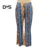 Женские брюки в этническом стиле с цветочным принтом, длинные расклешенные брюки в стиле ретро, ​​высокоэластичные сексуальные повседневные брюки, уличная одежда