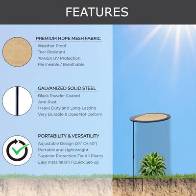 3 шт. Зонты для растений Регулируемая высота Оцинкованные стальные стержни Дышащая УФ-стабильная сетка HDPE Зонты для защиты от солнца