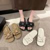 Bow Soft-soled Slippers for Women's 2025 Summer New Products for Women's Wear, Fashionable Flat-bottomed Large-size Cool Slippers