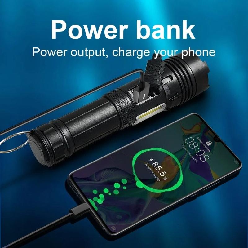 Мощные светодиодные фонари с большим радиусом действия 1500 м, супер яркий фонарь-факел, перезаряжаемый через Type-C, водонепроницаемый, для кемпинга на открытом воздухе