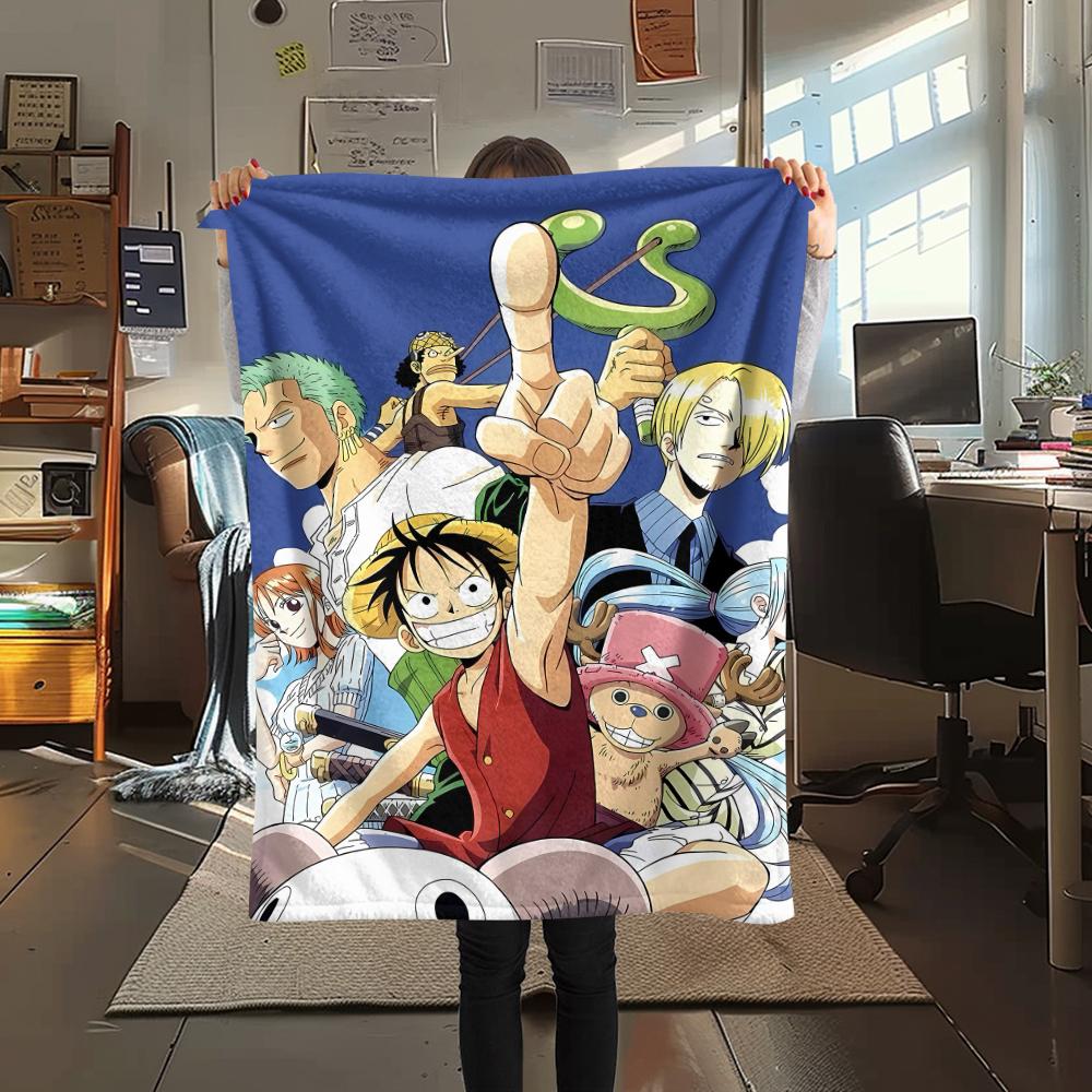 Фланелевое одеяло с принтом персонажей One Piece, Высококачественное, Удобное для всех сезонов, Декор для дома, Тепло и уют, Идеально для рождественских подарков