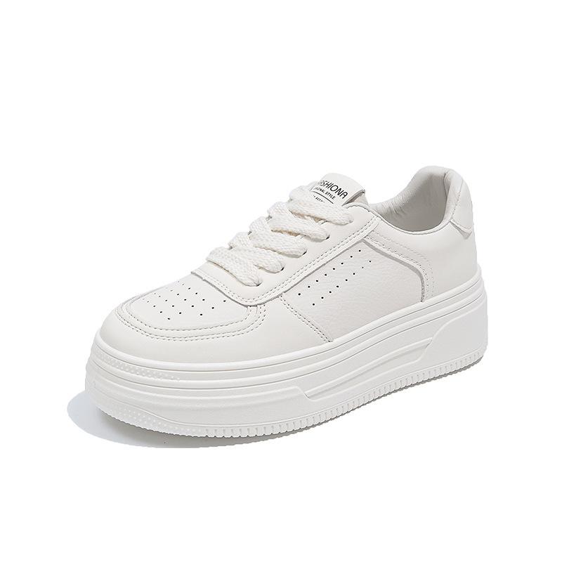 Showing feet, small thick-soled white shoes, women's thick-soled heightening women's shoes 2025 new popular spring and autumn versatile casual spo