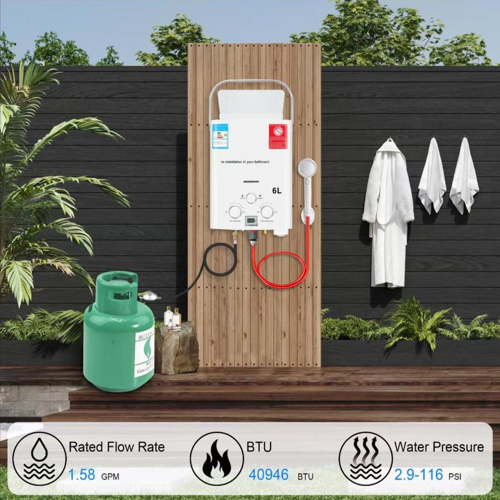 2025 New Portable Outdoor Gas Water Heater for Camping