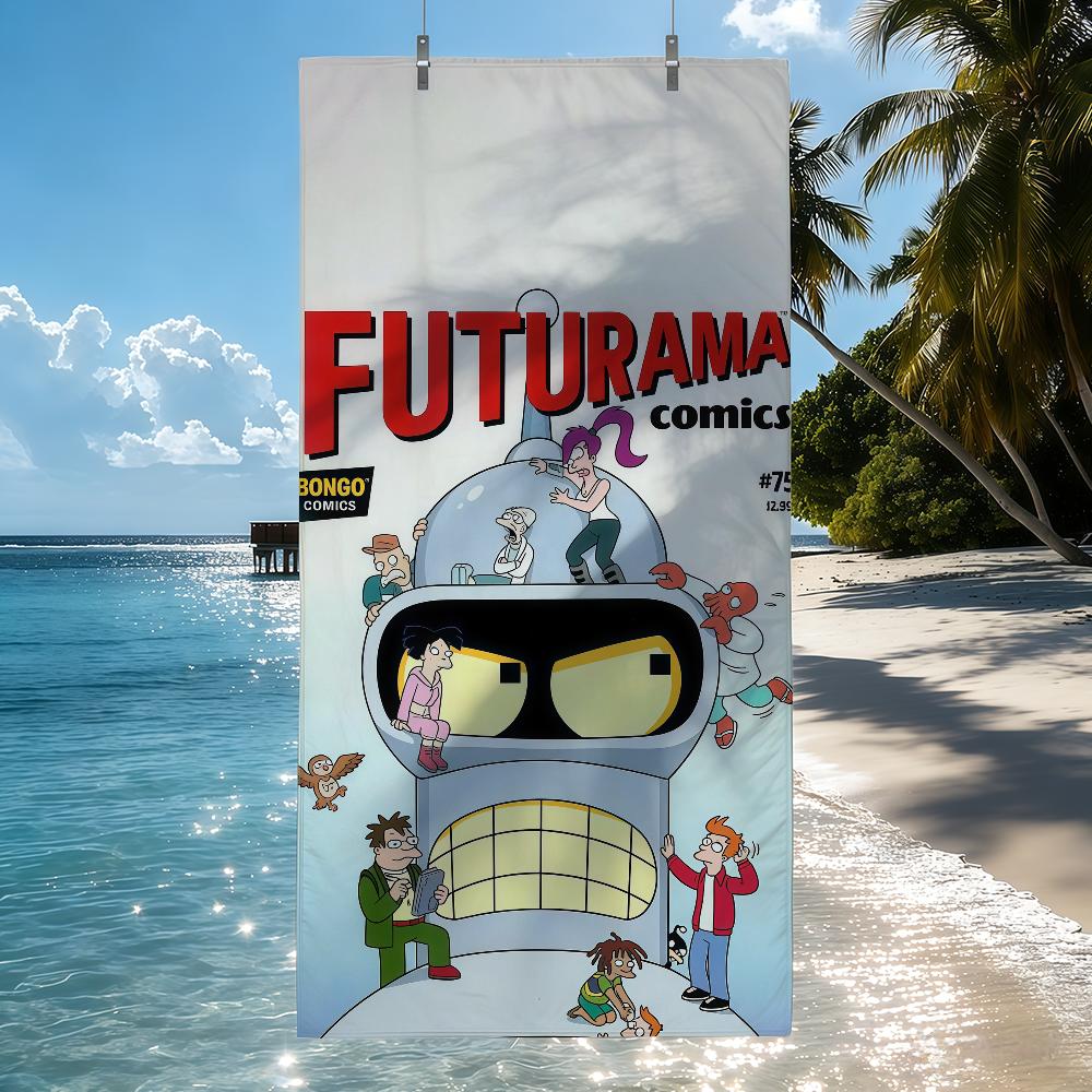 Забавное мультяшное полотенце F-Futurama для сушки, банное полотенце, подходит для легкого плавания, кемпинга, йоги, пляжа, прогулок