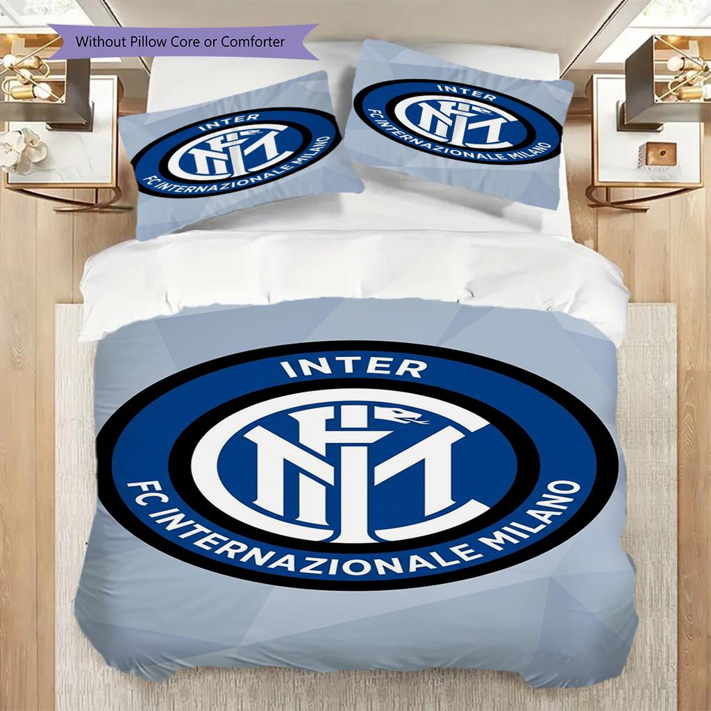 Inter Milan Emblem Vibrant Background Three-piece set (1 * duvet cover + 2 * pillowcase, without core) Bedding set Christmas birthday gift