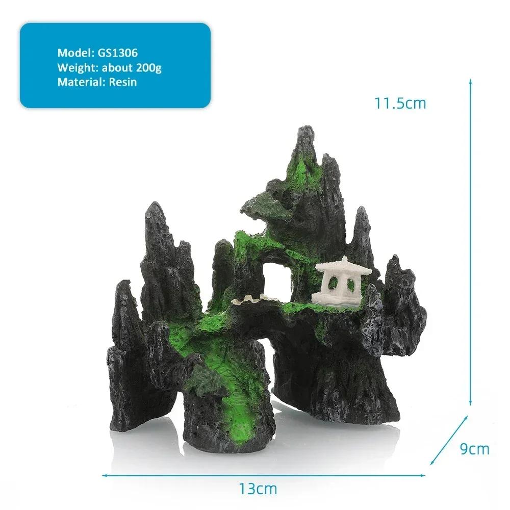 15 Type Decorative Rocks Aquarium Fish Tank Accessories Resin Rockery Aquarium Decor Fish Hiding Hole Rock for Fish Tank