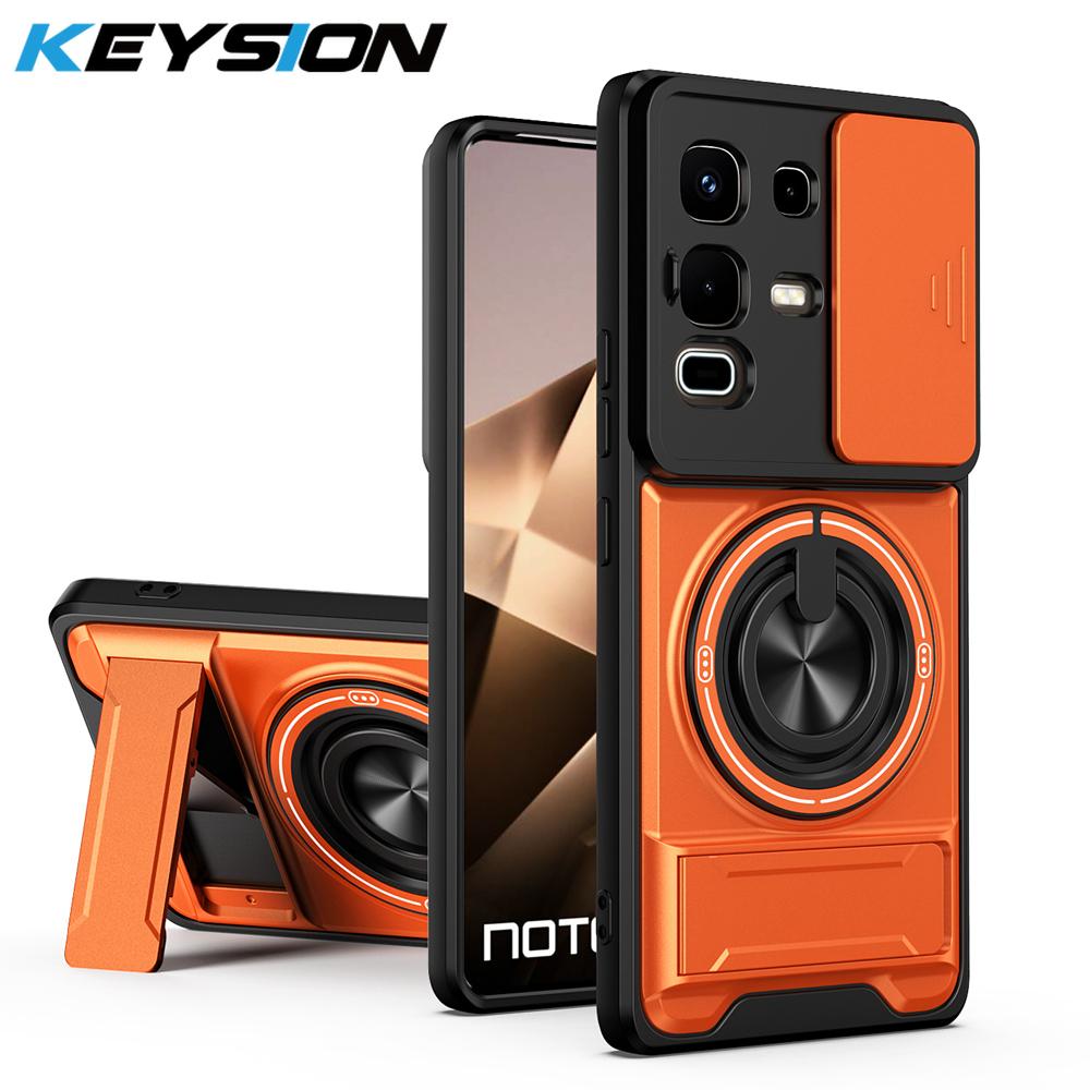 KEYSION Магнитный чехол для телефона Infinix Note 50 4G 50 Pro+ 50S 50X 5G Защита камеры со сдвижной крышкой Вертикальная подставка Ударопрочный чехол