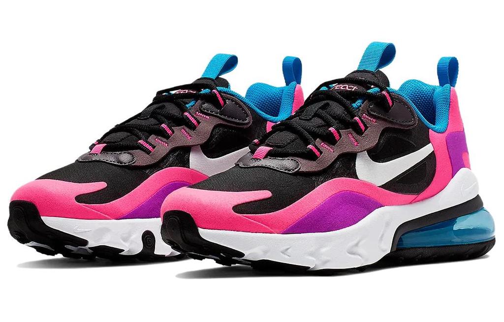 Nike Air Max 270 React Черный Гипер Розовый Яркий Фиолетовый GS BQ0101-001