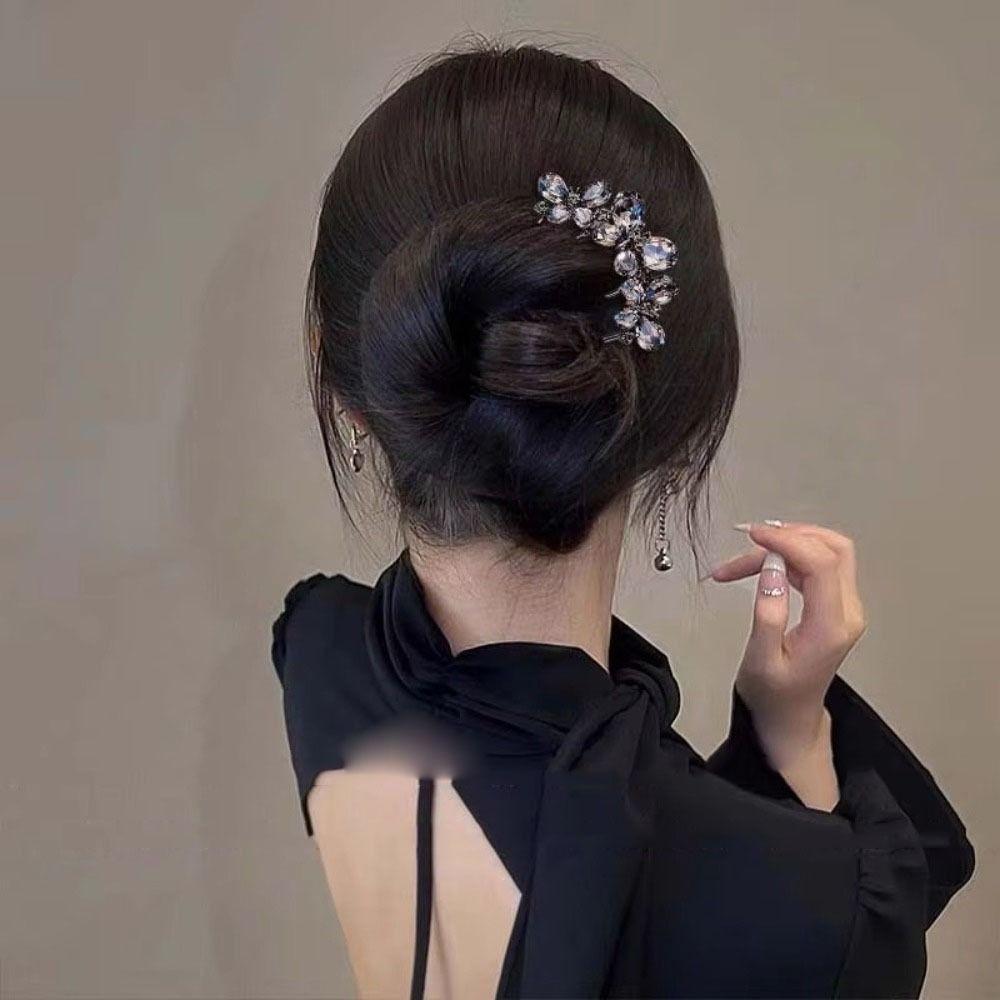 Geometric Toothed Insert Comb Rhinestone U-shaped Hair Clip Elegant Butterfly Hairpin Gifts