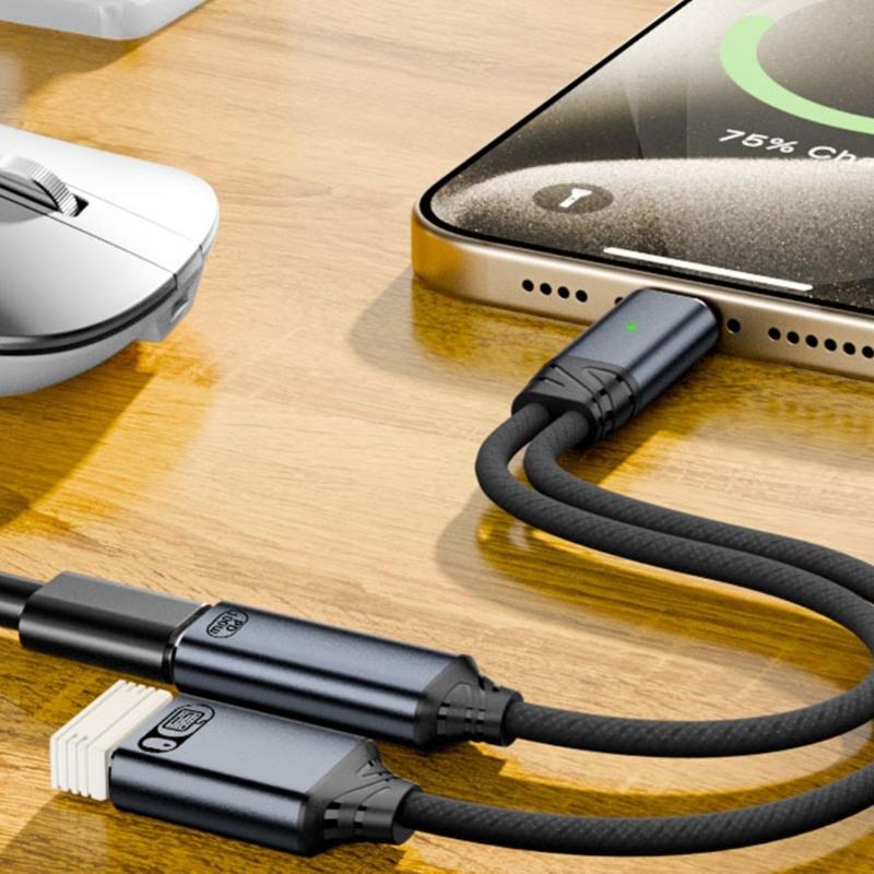 USB C Разветвитель Type C Двойной Штекер 100 Вт Адаптер Быстрой Зарядки Кабель-Разветвитель Type C Штекер на Двойной Разъем для Телефона