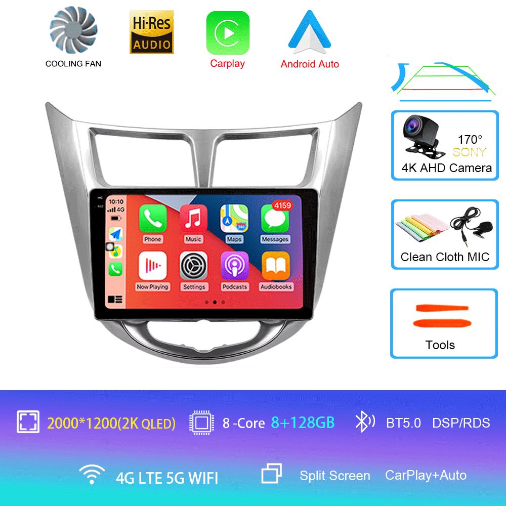 Для Hyundai Solaris Accent i25 2010 - 2016 Автомобильный Радиоприемник Android 14 Carplay Мультимедийный Плеер Авто Радио Стерео 2din Головное Устройство